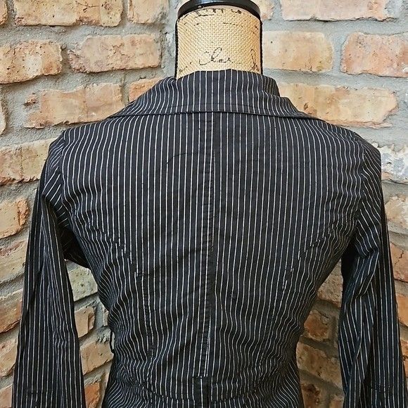 JouJou Black white pinstriped double breasted blazer size Small - Picture 7 of 11